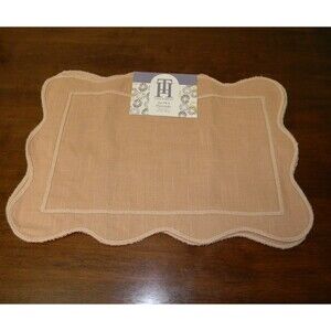 Total Home Ltd. Set of 4 Placemats 100% Cotton Machine Washable Tan Natural NWT